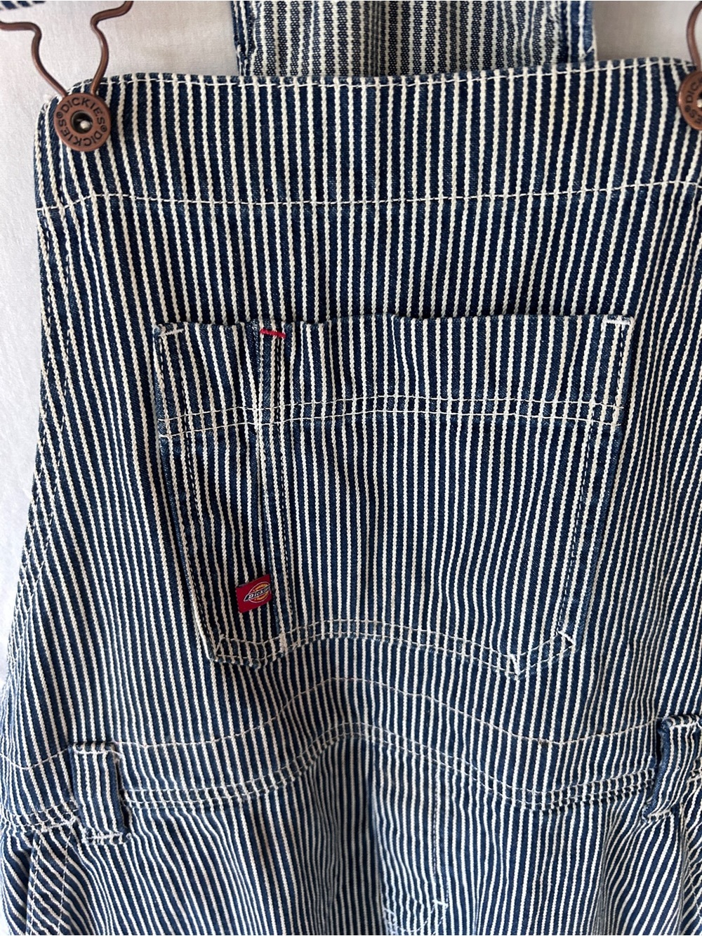 Dickies Striped Women's Cotton Overalls - Blue/White - Picture 2 of 6